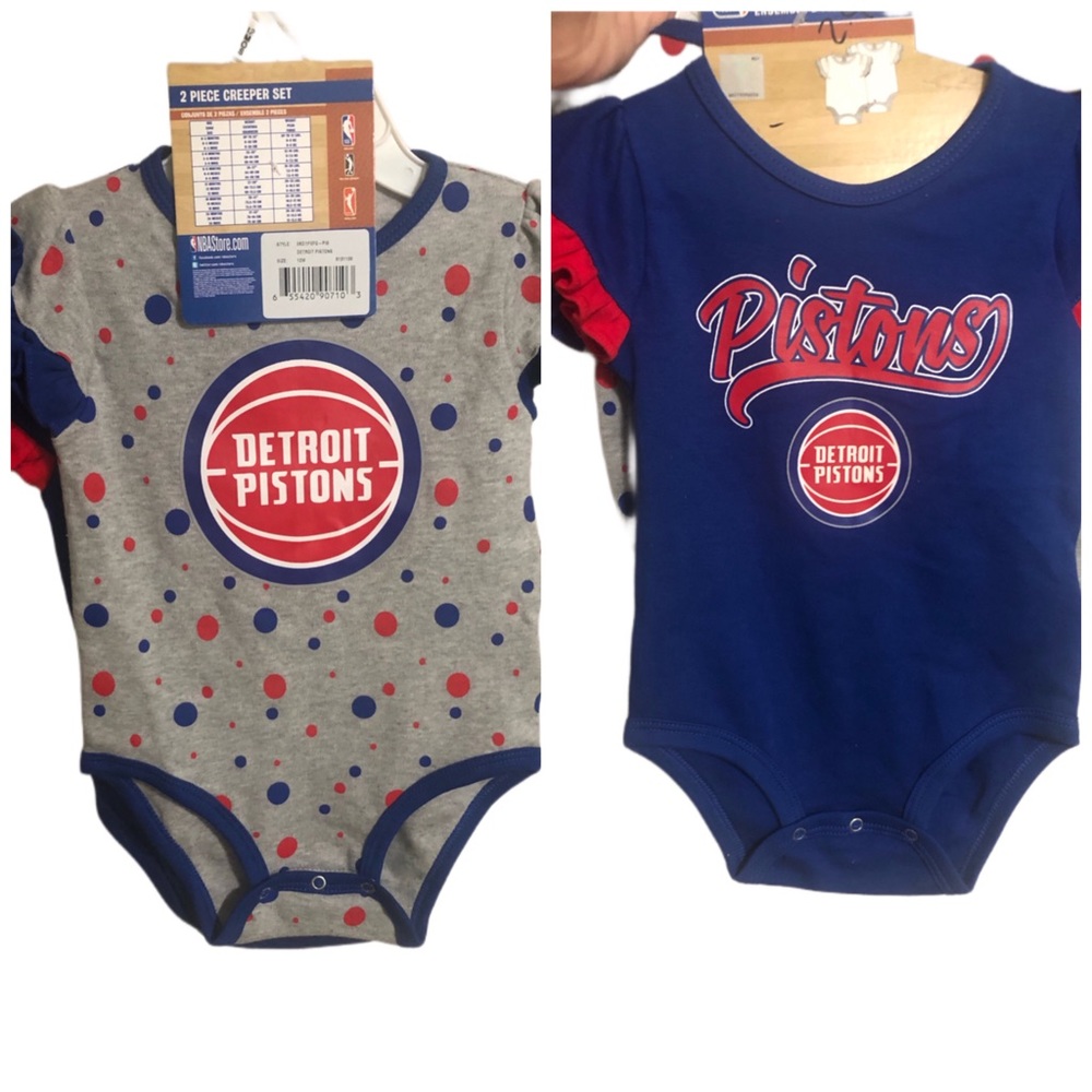 NWT | Detroit Pistons NBA | Onesies (2) | Ruffles and Buttons | sz 12